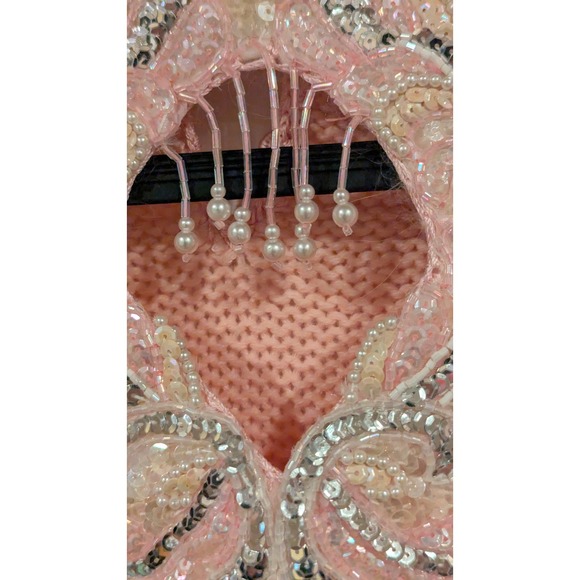 Maurada Vintage Designer Beaded Sequin Embellished Mock Neck Sweater M - Picture 5 of 11